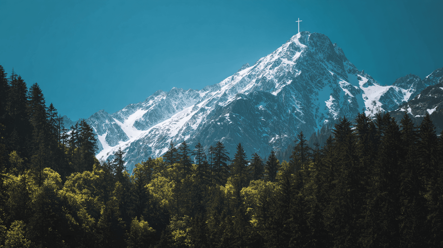 Gipfelkreuz auf einem Berg in Bayern